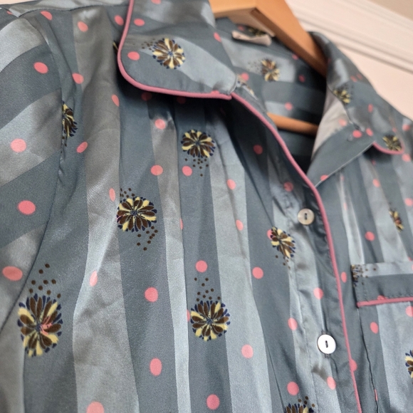 Free People Intimately Pajama Party Sleep Satin PJ Top in Hazy Blue Size Small - Picture 3 of 14